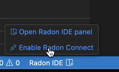 Enable Radon Connect button on the Ativity Item menu